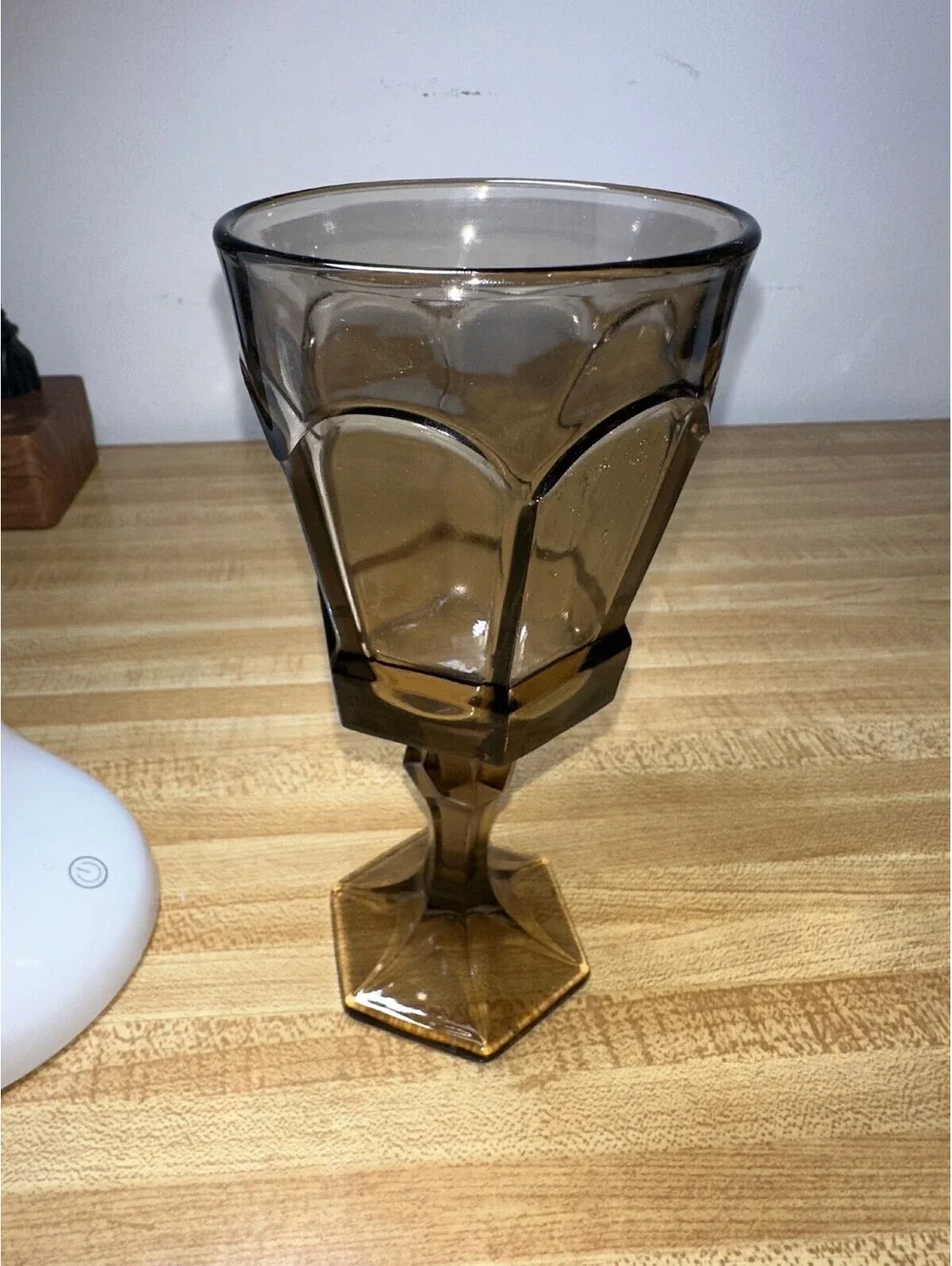 Vintage Fostoria Virginia Brown Water Goblet Glass Set of 3